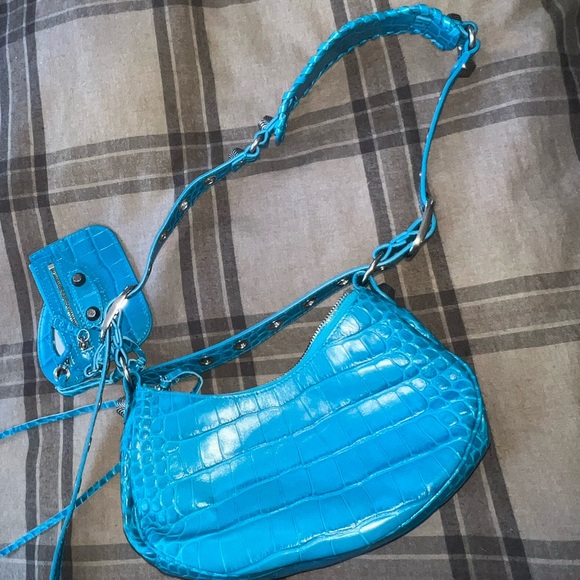 Balenciaga blue croc Le Cajole xs with chain wallet & mirror - Picture 5 of 5